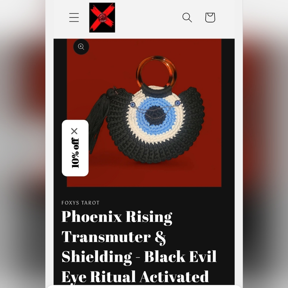 Phoneix Rising Transmuter & Shielding Purse Black Evil Eye Ritual Activated